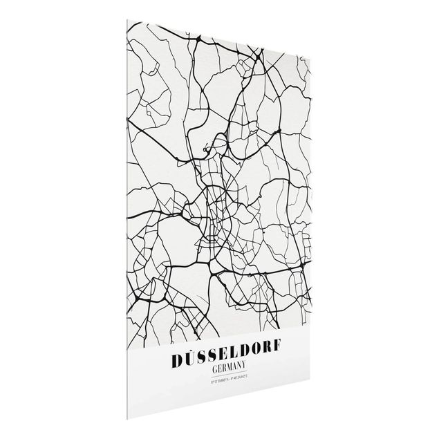 Glasbilder Weltkarte Stadtplan Düsseldorf - Klassik