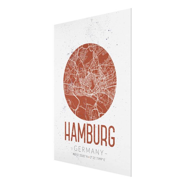 Wandbilder Rot Stadtplan Hamburg - Retro