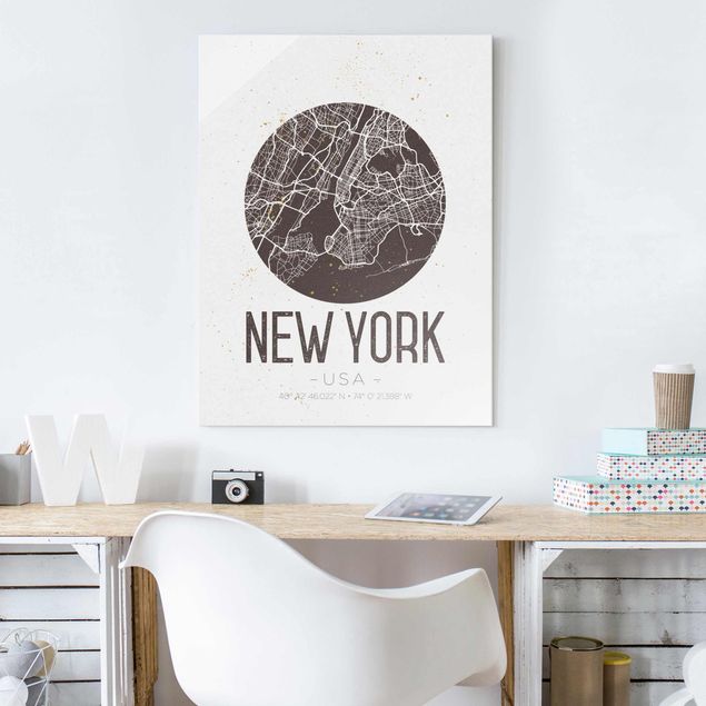 Wanddeko Küche Stadtplan New York - Retro