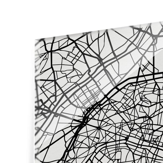 Wandbilder Schwarz-Weiß Stadtplan Paris - Klassik