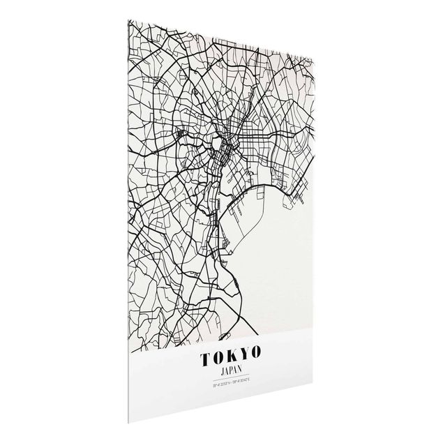Glasbilder Sprüche Stadtplan Tokyo - Klassik
