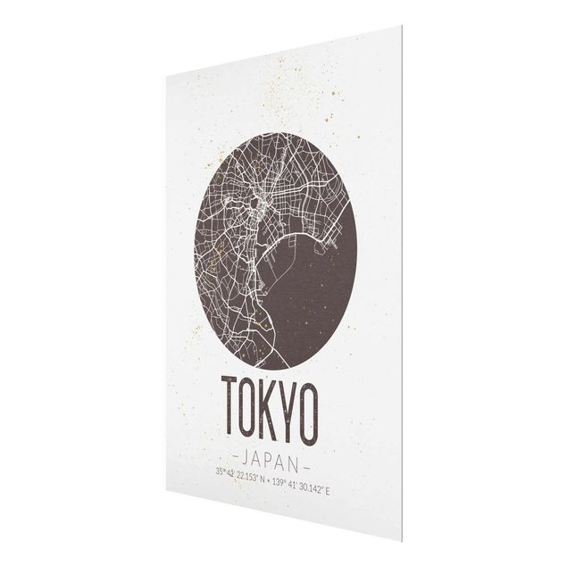 Wandbilder Braun Stadtplan Tokyo - Retro