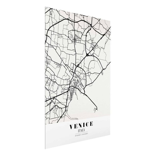 Glasbilder Weltkarte Stadtplan Venice - Klassik