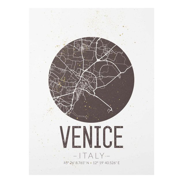 Wandbilder Braun Stadtplan Venice - Retro