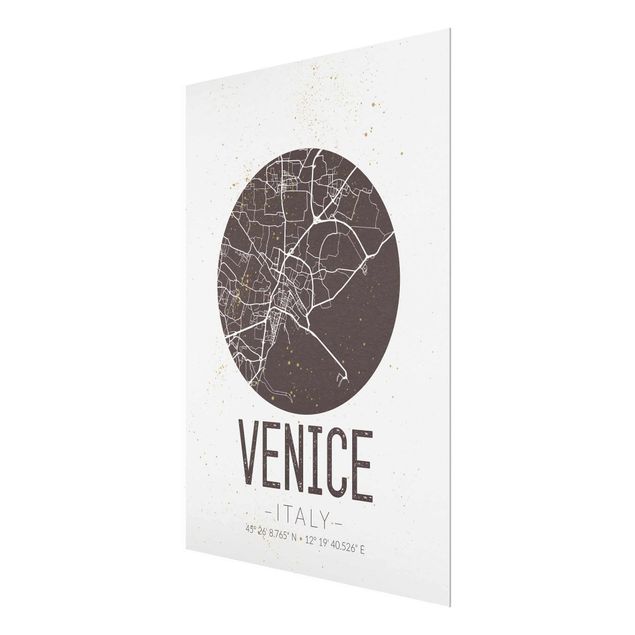 Wandbilder Schwarz-Weiß Stadtplan Venice - Retro