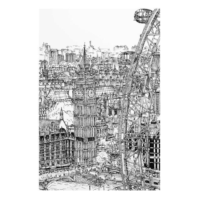 Glasbild Stadt Stadtstudie - London Eye