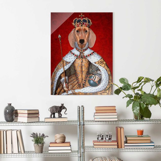 Glasbilder mit Sprüchen Tierportrait - Dackelkönigin
