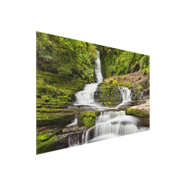 Glasbilder Natur Upper McLean Falls in Neuseeland