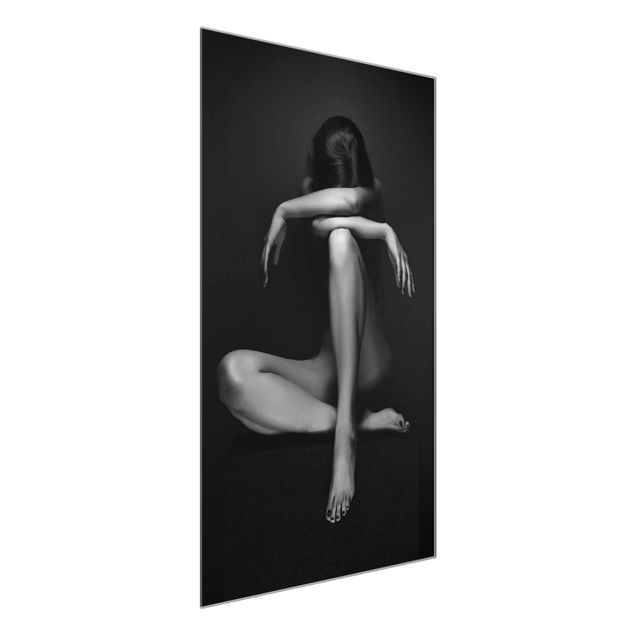 Glasbild schwarz-weiß Verzweifelte Frau