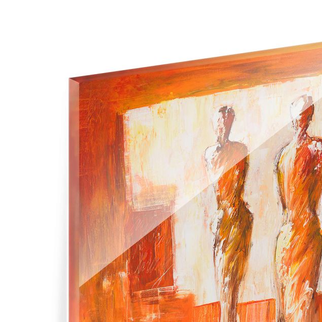 Bilder auf Glas Petra Schüßler - Vier Figuren in Orange