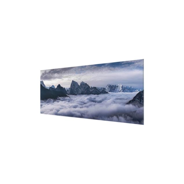 Glasbilder Natur Wolkenmeer im Himalaya