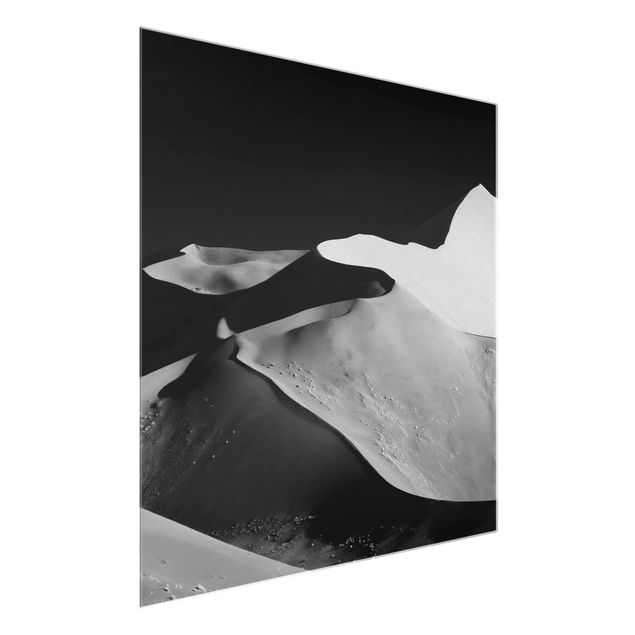 schwarz weiß Glasbilder Wüste - Abstrakte Dünen