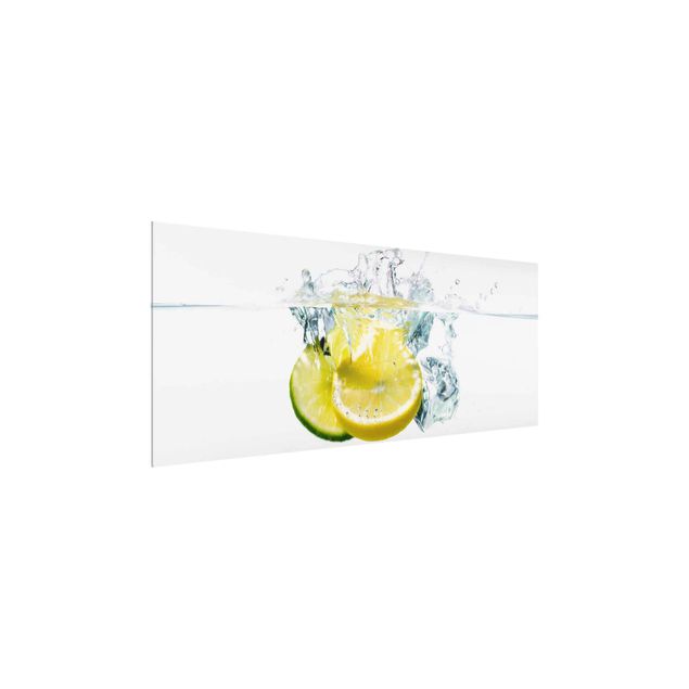 Wandbilder Floral Zitrone und Limette im Wasser