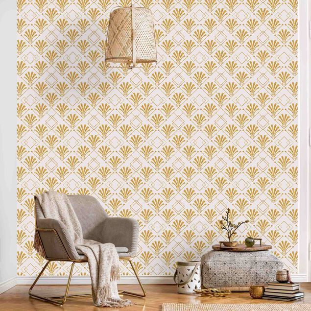 Küche Dekoration Glitzeroptik mit Art Deco Muster in Gold