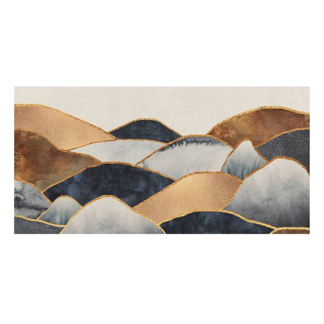 Kunstdruck Leinwand Goldene Berge Aquarell