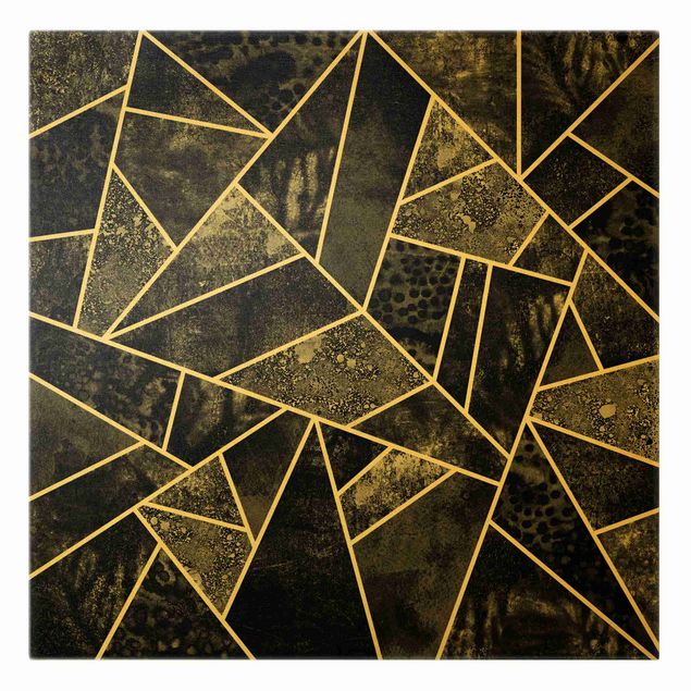 Wandbilder Schwarz Graue Dreiecke Gold