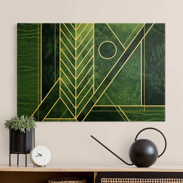 Kunstdrucke auf Leinwand Geometrische Formen Smaragd Gold