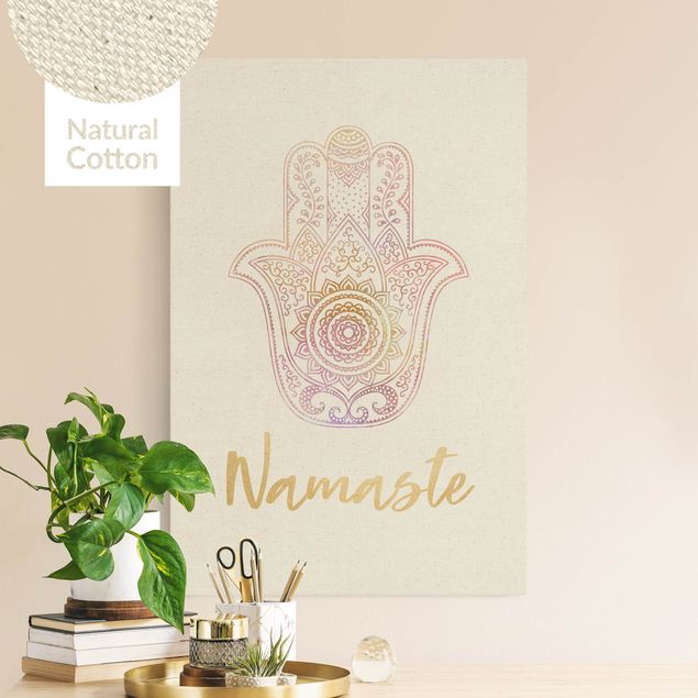 Küche Dekoration Hamsa Hand Illustration Namaste gold rosa