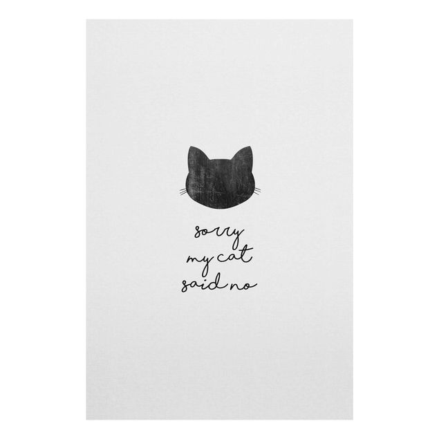 Wandbilder Schwarz-Weiß Haustier Zitat Sorry My Cat Said No