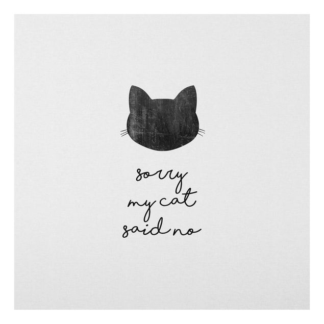 Wandbilder Schwarz-Weiß Haustier Zitat Sorry My Cat Said No