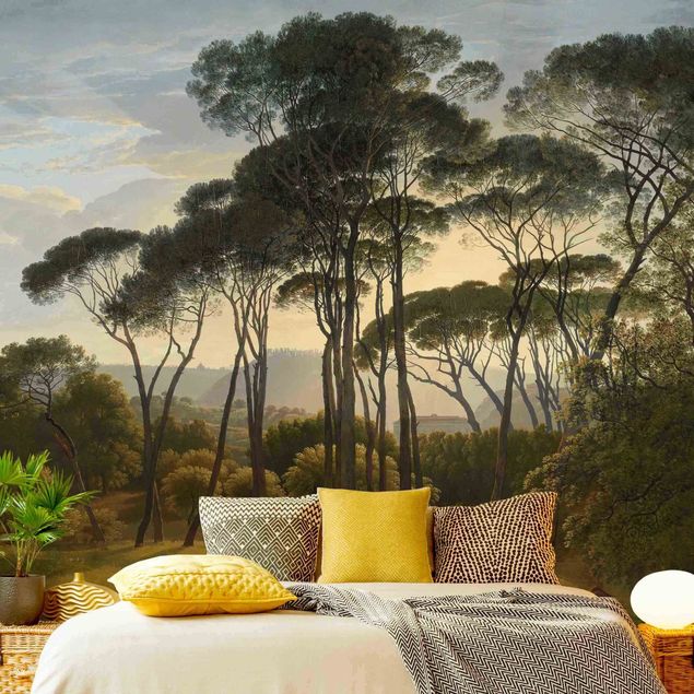 Retro Tapete Hendrik Voogd Landschaft mit Bäumen in Öl