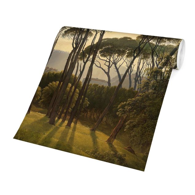 Wandtapete gruen Hendrik Voogd Landschaft mit Bäumen in Öl