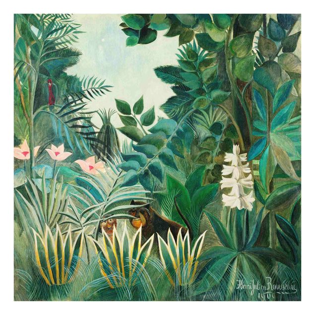 Glasbilder Blumen Motive Henri Rousseau - Dschungel am Äquator