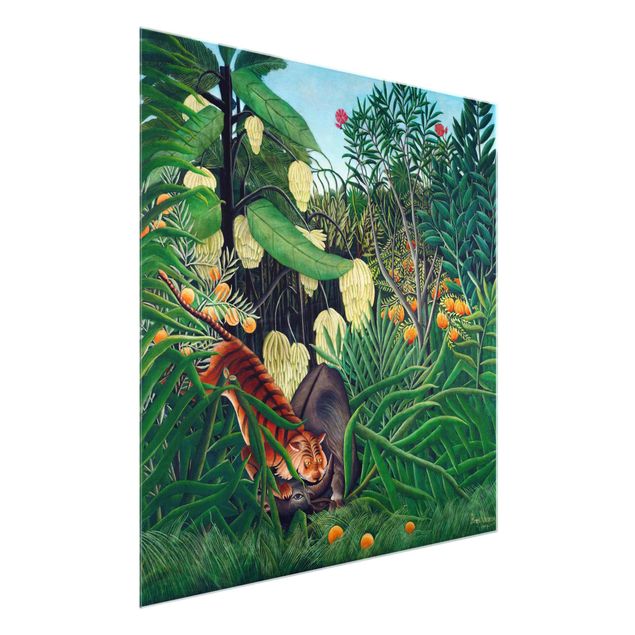 Wandbilder Landschaften Henri Rousseau - Kampf zwischen Tiger und Büffel
