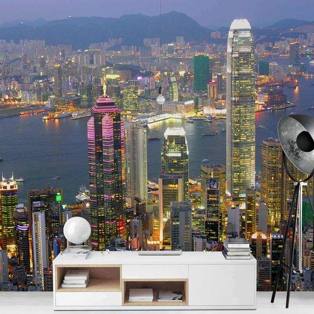 Fototapete blau Hongkong Skyline