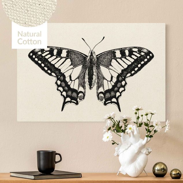 Schmetterlinge Leinwand Illustration fliegender Schwalbenschwanz Schwarz