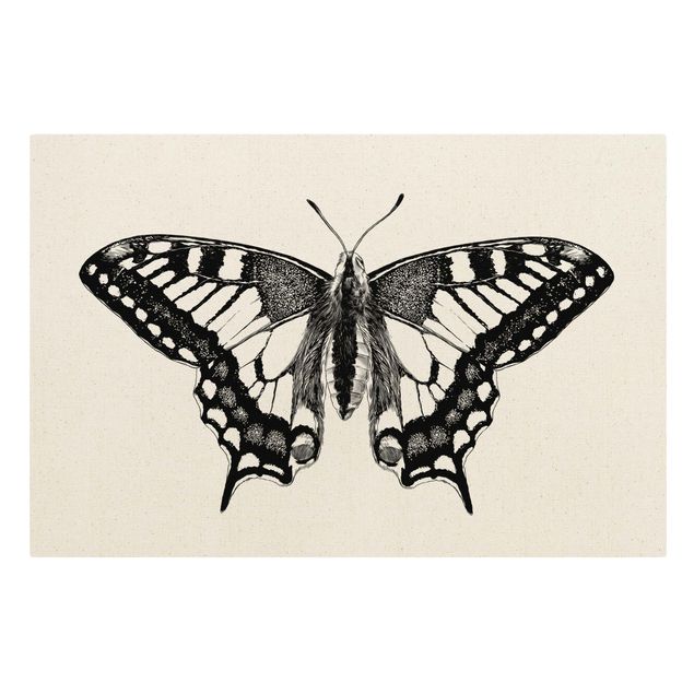 Wandbilder Tiere Illustration fliegender Schwalbenschwanz Schwarz