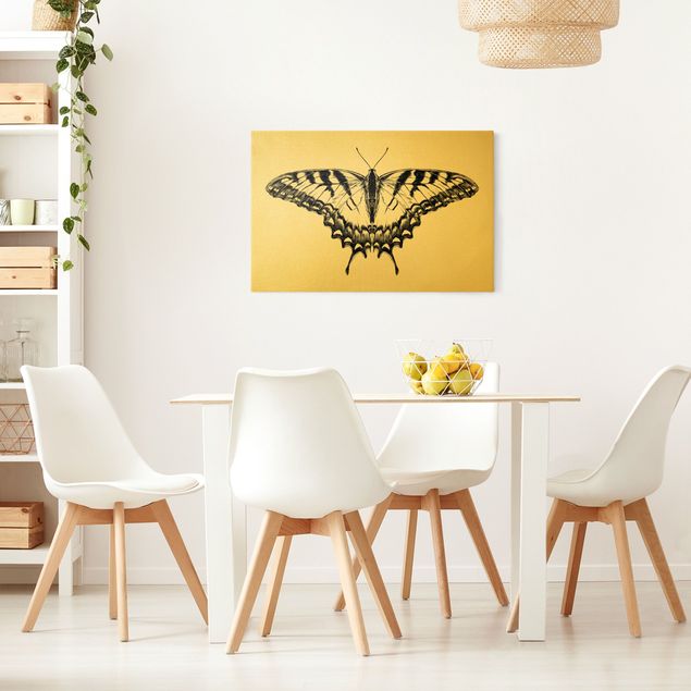 Wandbilder Schmetterlinge Illustration fliegender Tiger Schwalbenschwanz Schwarz