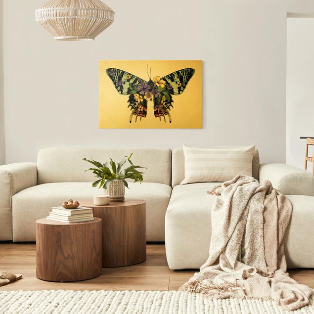 Wandbilder Schmetterlinge Illustration floraler Madagaskar Schmetterling