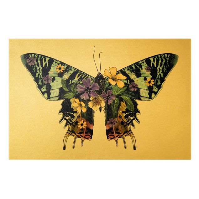 Wandbilder Tiere Illustration floraler Madagaskar Schmetterling