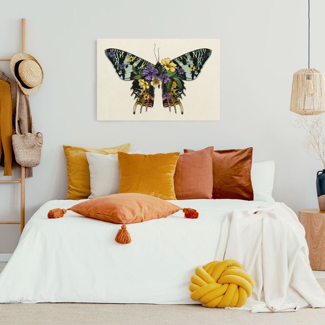 Wandbilder Modern Illustration floraler Madagaskar Schmetterling