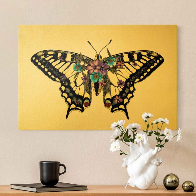 Schmetterlinge Leinwand Illustration floraler Schwalbenschwanz