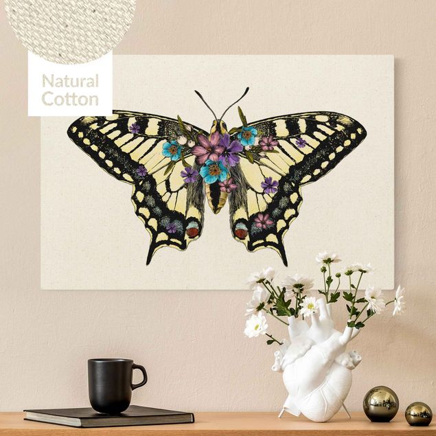 Leinwand Schmetterling Illustration floraler Schwalbenschwanz