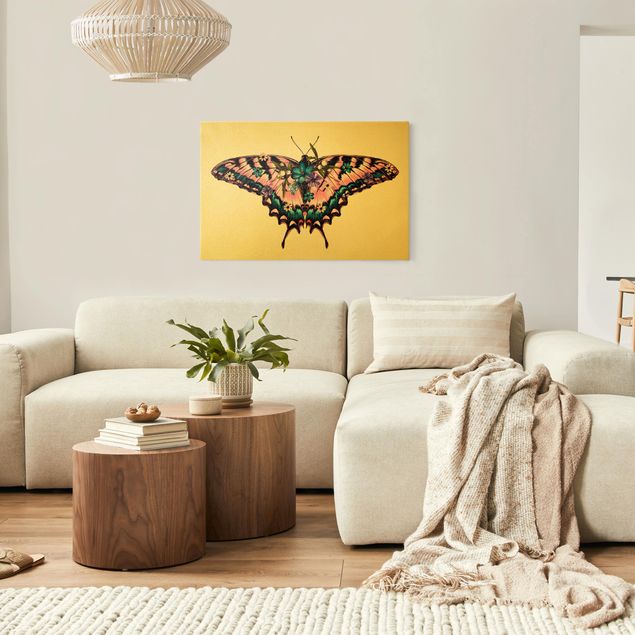 Leinwand Schmetterling Illustration floraler Tiger Schwalbenschwanz