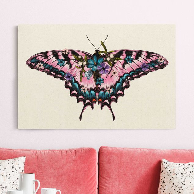 Schmetterlinge Leinwand Illustration floraler Tiger Schwalbenschwanz