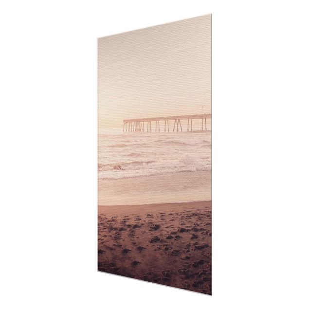 Wandbilder Glas Natur Kalifornien Halbmond Küste