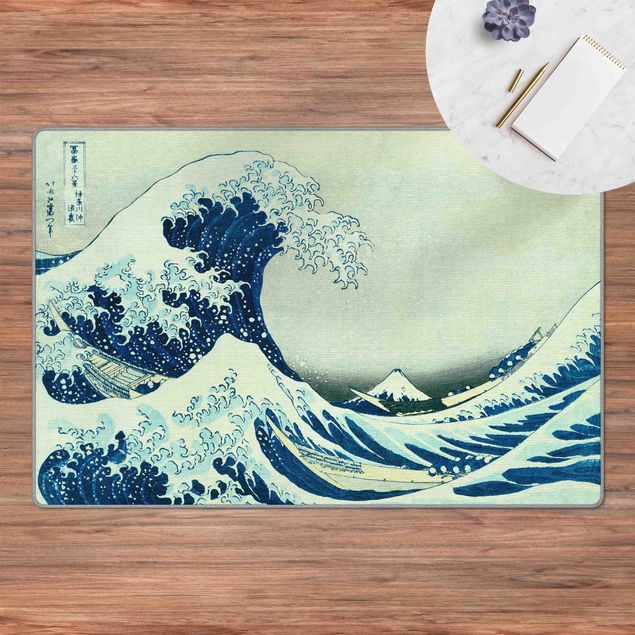 Blauer Teppich Katsushika Hokusai - Die grosse Welle von Kanagawa