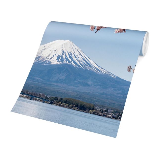 Fototapete Stadt Kirschblüten mit Berg Fuji