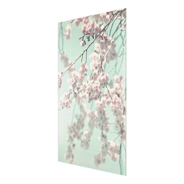 schöne Bilder Kirschblütentanz auf Leinenstruktur