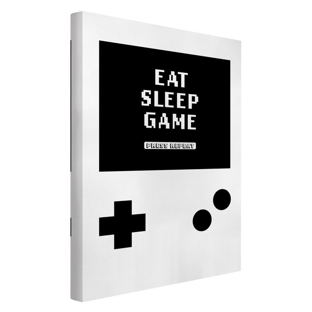 Wandbilder Schwarz-Weiß Klassik Konsole Eat Sleep Game Press Repeat