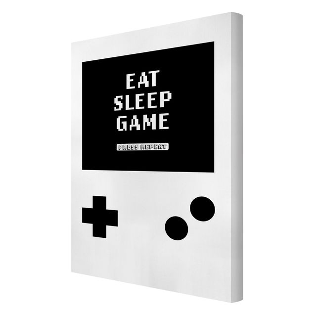 schöne Leinwandbilder Klassik Konsole Eat Sleep Game Press Repeat