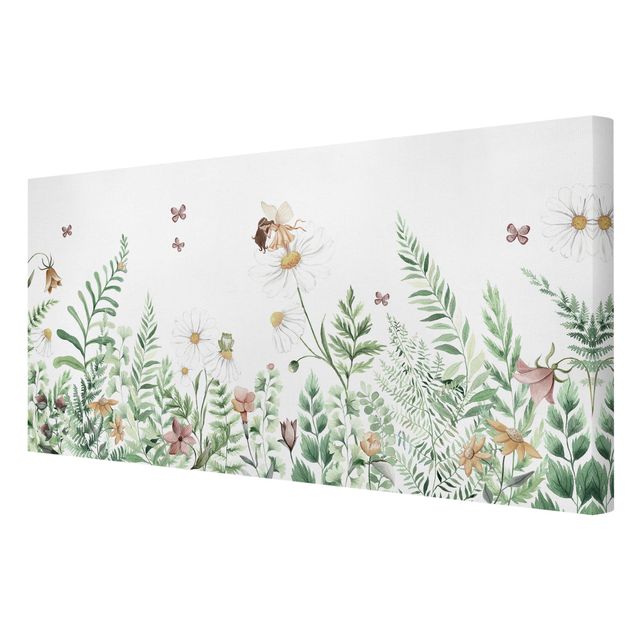 Wandbilder Floral Kleine Elfe auf der Märchenwiese