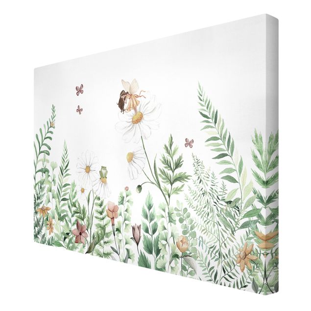 Wandbilder Floral Kleine Elfe auf der Märchenwiese