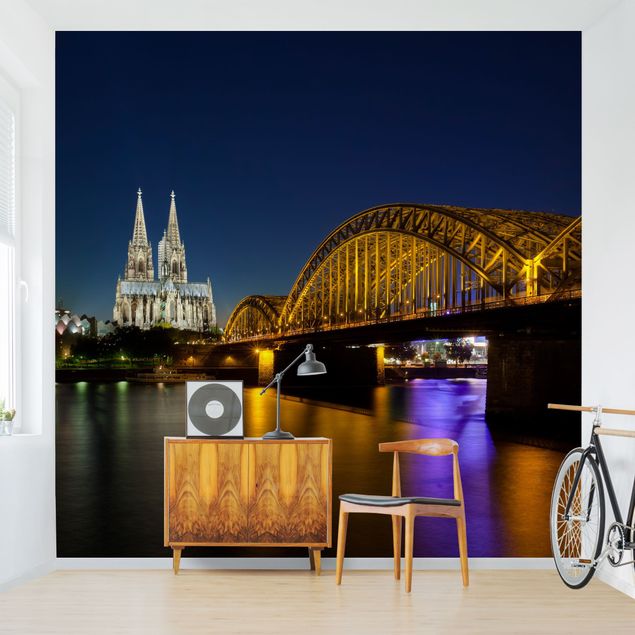 moderne Fototapete Köln bei Nacht