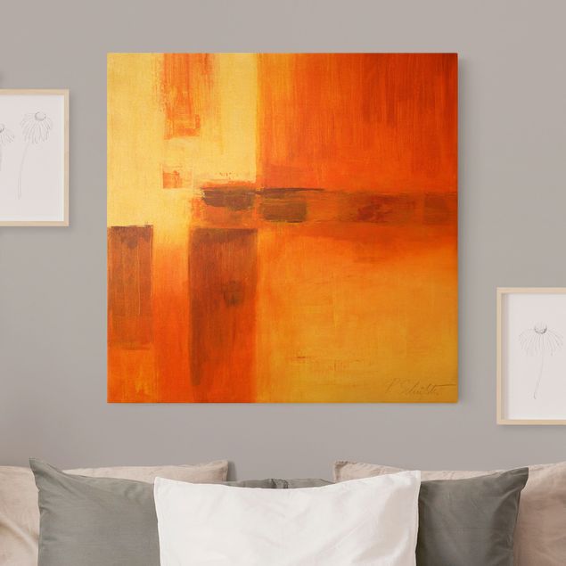 Leinwand Kunst Komposition in Orange und Braun 01