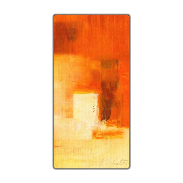 Gewebter Teppich Komposition in Orange und Braun 03